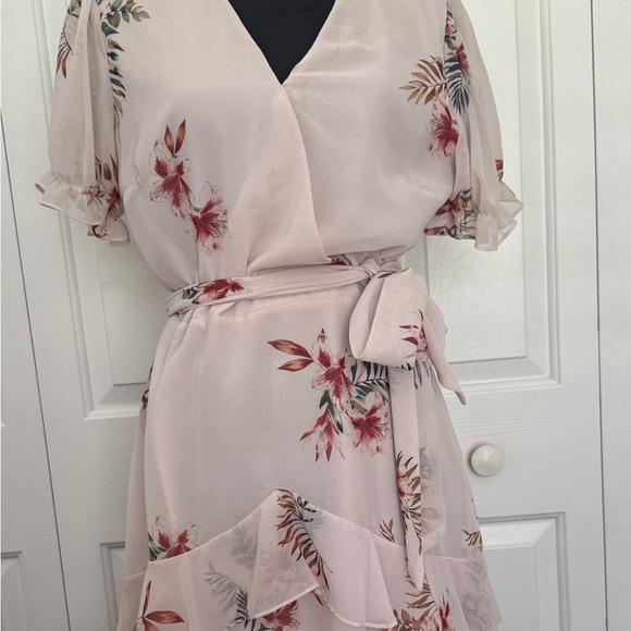 Willow & Clay Pink Ruffled Wrap Midi Dress - Picture 1 of 3
